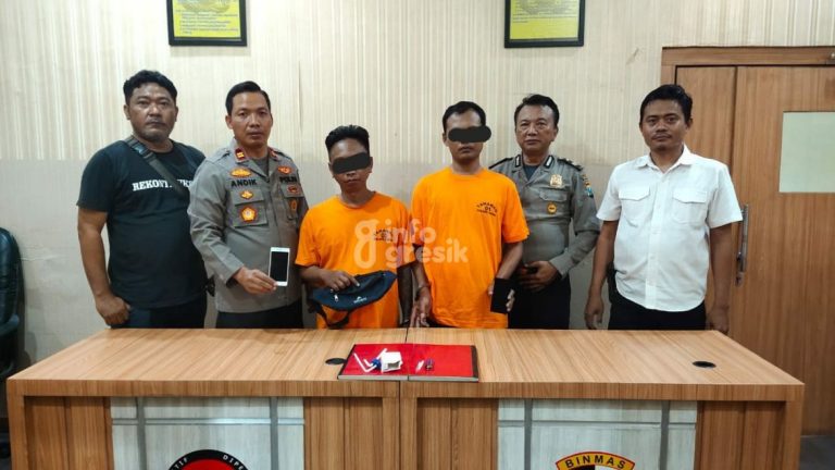 Kapolsek Cerme Iptu Andik Asworo menunjukan barang bukti dari pelaku sabu. (Foto: Ist/Infogresik)