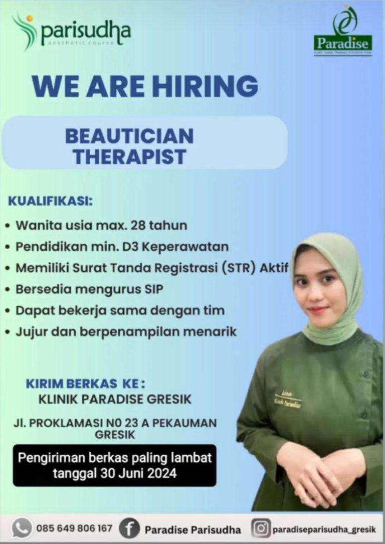 Poster loker Klinik Paradise Gresik. (Foto: Ist/Infogresik)