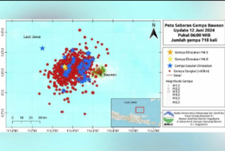 Peta sebaran gempa Bawean. (Foto: Ist/Infogresik)