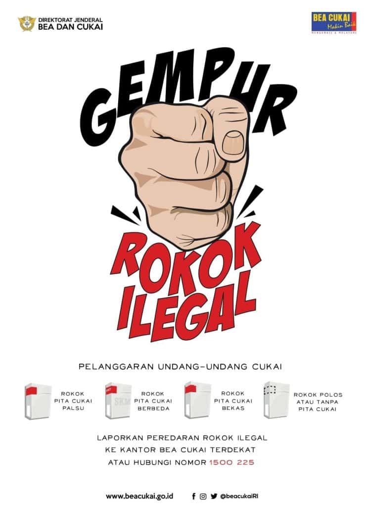 Poster Gempur Rokok Ilegal Bea dan Cukai. (Foto: Ist/Infogresik)