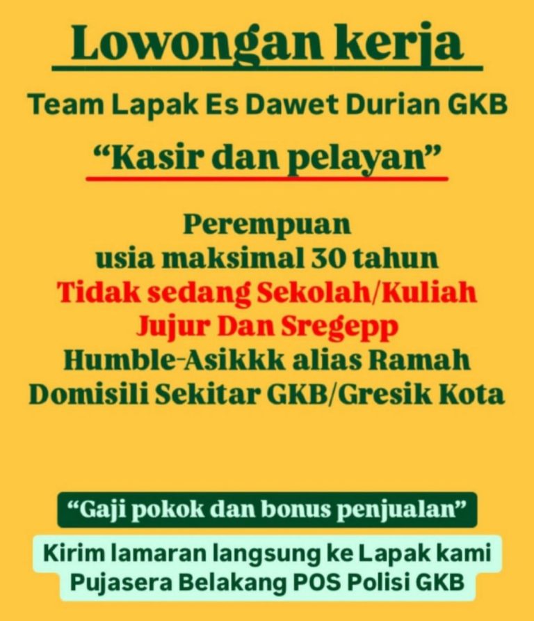 Poster loker es dawet durian GKB. (Foto: Ist/Infogresik)