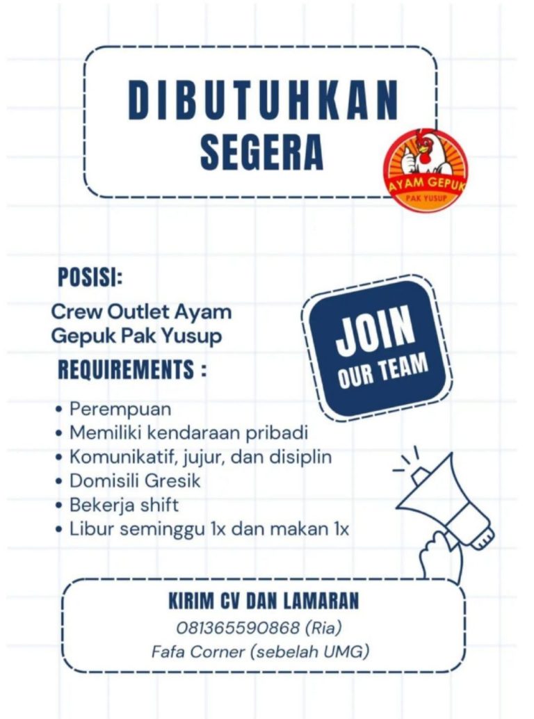 Poster loker Ayam Gepuk Pak Yusup. (Foto: Ist/Infogresik)