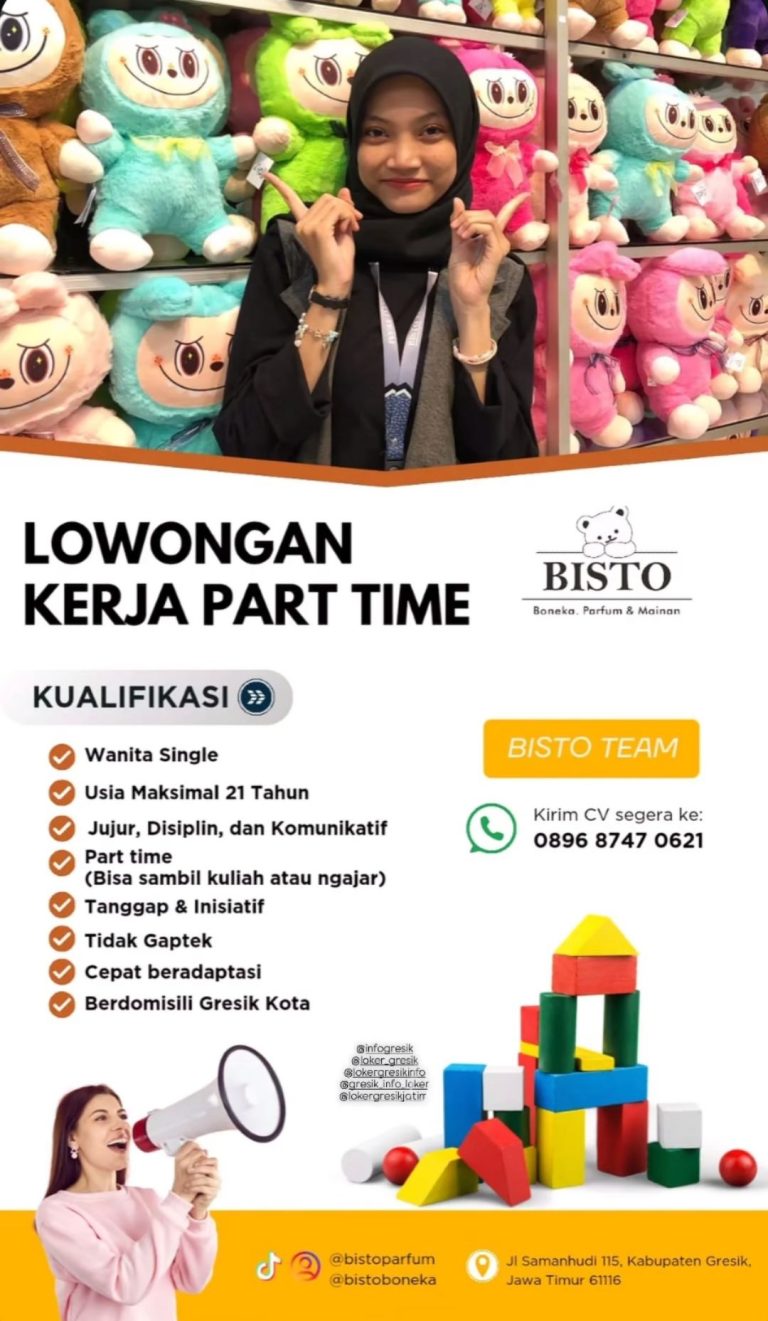 Poster loker di Toko Bisto Gresik. (Foto: Ist/Infogresik)