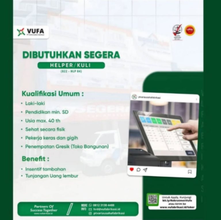 Poster loker di PT Varia Usaha Fabrikasi. (Foto: Ist/Infogresik)