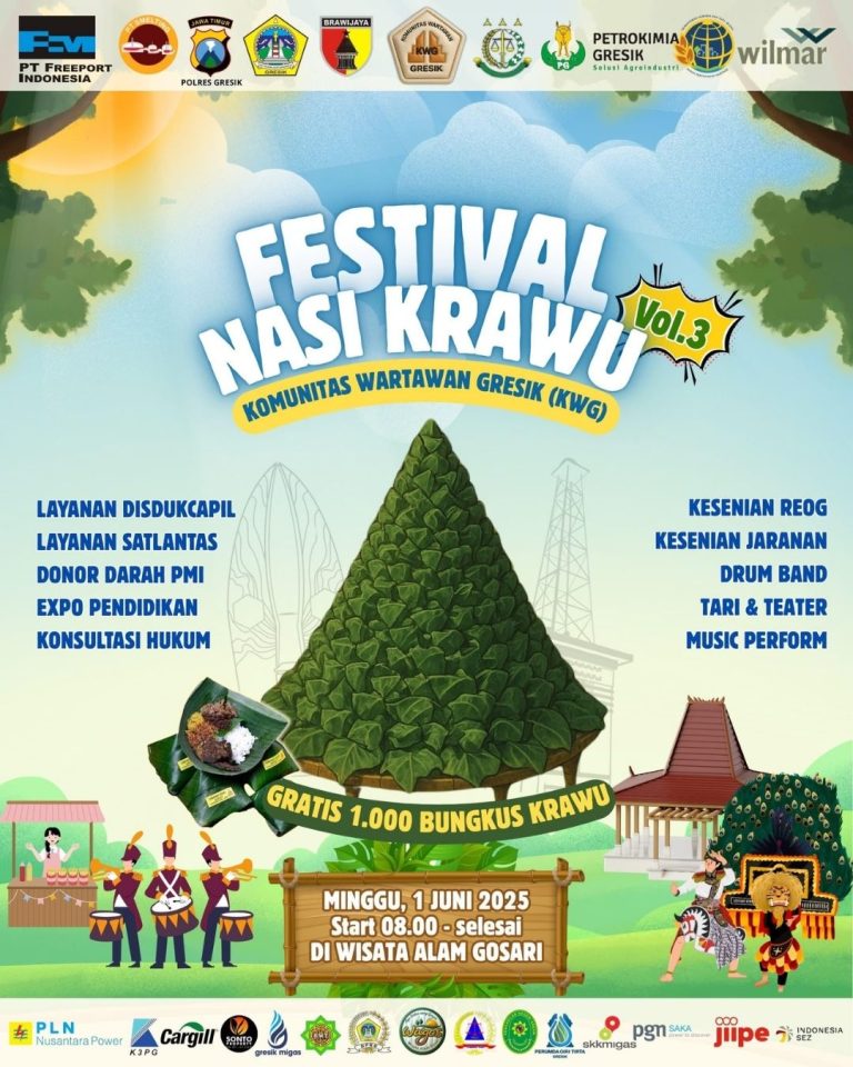 Poster Festival Nasi Krawu Vol.3 di Wisata Alam Gosari. (Foto: Ist/Infogresik)