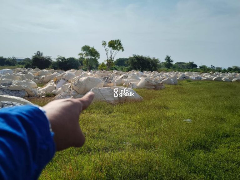 Kondisi limbah padat yang berserakan di Desa Kertosono, Kecamatan Sidayu, Gresik. (Foto: Ist/Infogresik)