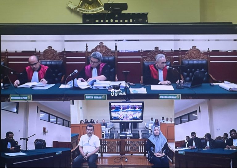 Korupsi Dana Hibah untuk UMKM, Dua Mantan Pegawai Diskoperindag Gresik Divonis 1 Tahun Penjara Suasana Sidang terdakwa Fransiska Dyah Ayu Puspitasari dan Joko Pristiwanto di Pengadilan Tipikor Surabaya. (Foto: Ist/Infogresik)