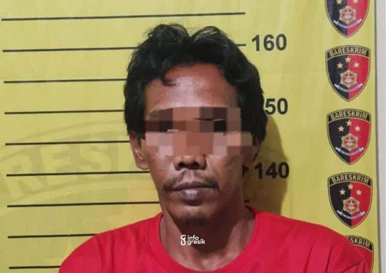 Kurang dari Sejam, Polsek Bungah Tangkap Pencuri Mobil Warga Masangan Pelaku berinisial MSA saat diamankan petugas di Mapolsek Bungah. (Foto: Ist/Infogresik)