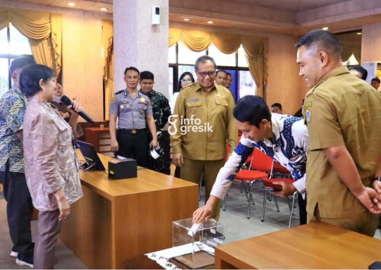 Suasana sosialisasi penerapan e-voting di Kantor Pemkab Gresik. (Foto: Ist/Infogresik)