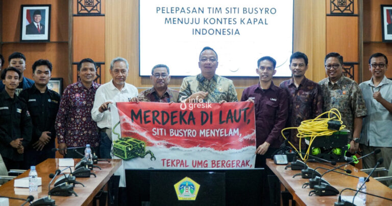 Suasana pelepasan Tim Robotik Bawah Air UMG untuk berlaga pada Kontes Kapal Indonesia (KKI) 2026. (Foto: Ist/Infogresik)